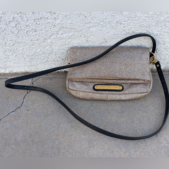 Juicy Couture Gold Sparkle cross body clutch purse handbag - Picture 8 of 8
